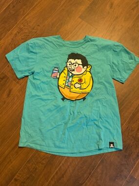 Johnny Cupcakes Teal Graphic Tee with Silver Print